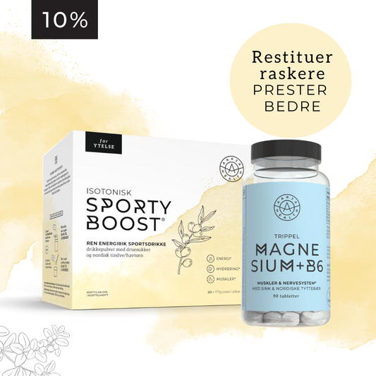 ISOTONISK SPORTY BOOST + TRIPPEL MAGNESIUM Aarja Health Norge