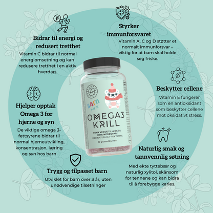 MULTI OMEGA-3 BARN, VIT A, C, D & E Aarja Health