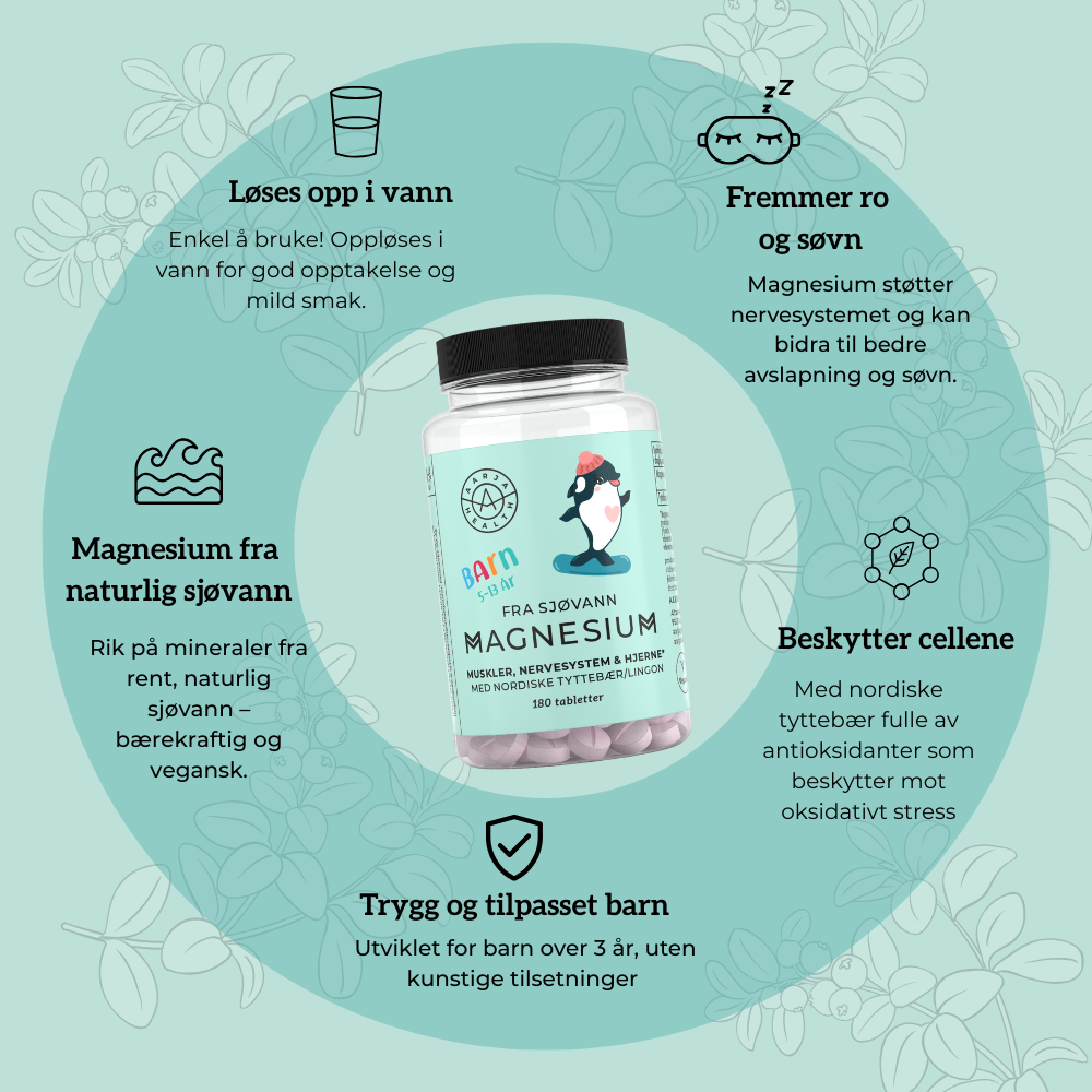 MAGNESIUM & TYTTEBÆR FOR BARN Aarja Health Norge