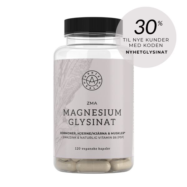 ZMA - MAGNESIUM GLYSINAT MED B6, SINK OG HAMP Aarja Health Norge